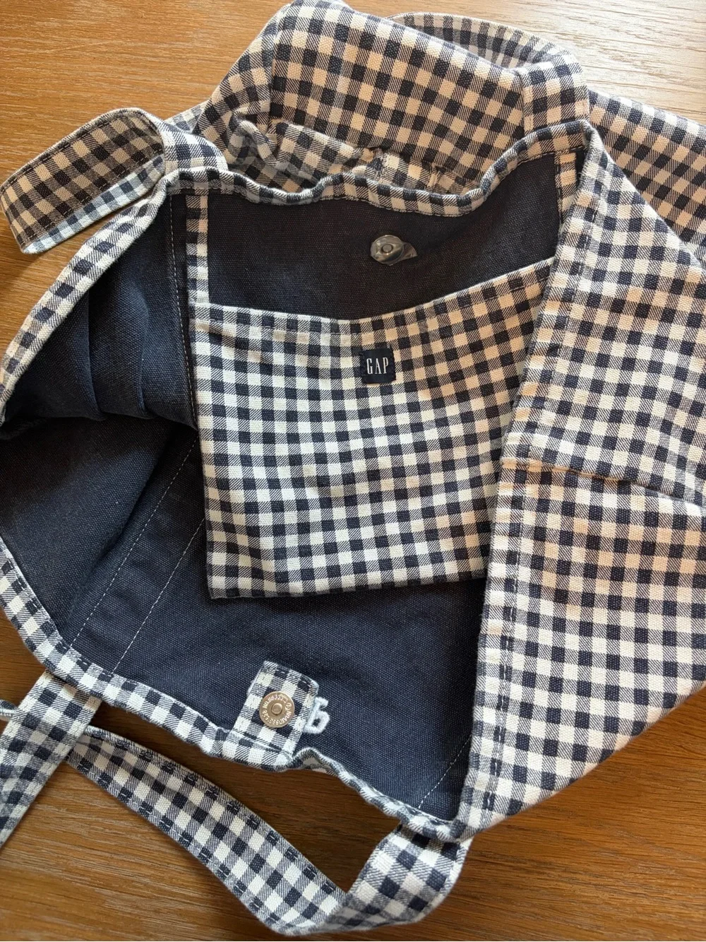 GAP Navy and White Gingham Tote
